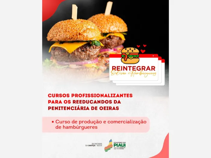 Reeducandos da Penitenciária de Oeiras farão curso de produção de hambúrgueres