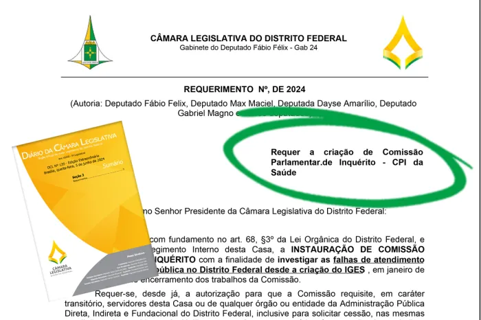 Publicado requerimento que pede CPI da Saúde na Câmara Legislativa