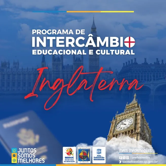 Prefeitura de São Sebastião abre inscrições de intercâmbio na Inglaterra para alunos e professores