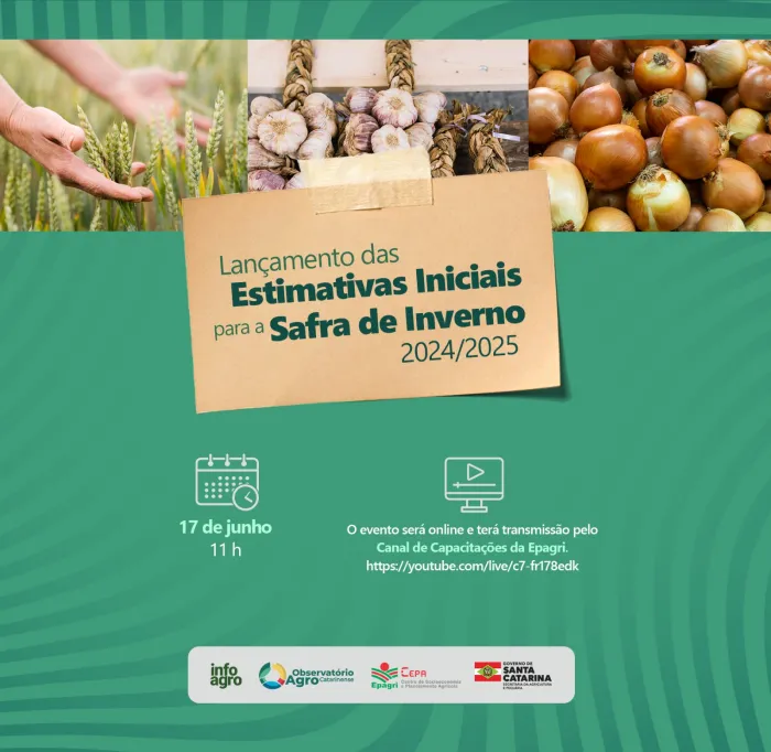 AVISO DE PAUTA: Epagri/Cepa lança as estimativas iniciais para a safra de inverno 2024/2025