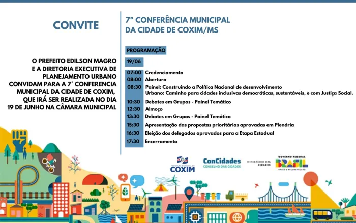 7ª Conferência Municipal em Coxim discutirá o futuro do desenvolvimento urbano