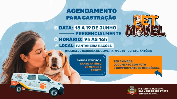 Pet Móvel faz agendamento presencial no Santo Antônio