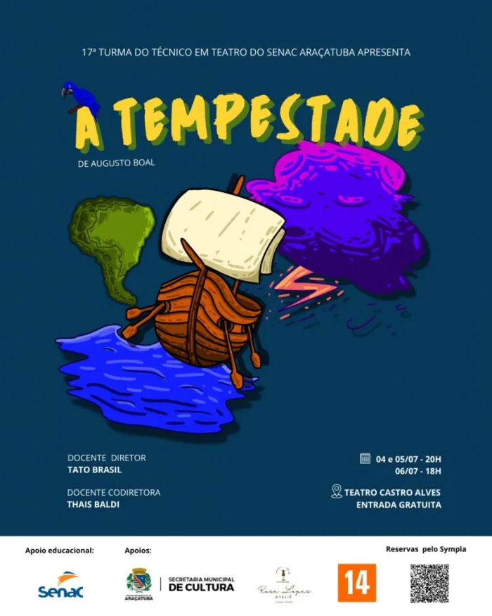 Estudantes de teatro do Senac Araçatuba apresentam o espetáculo “A Tempestade”, de Augusto Boal