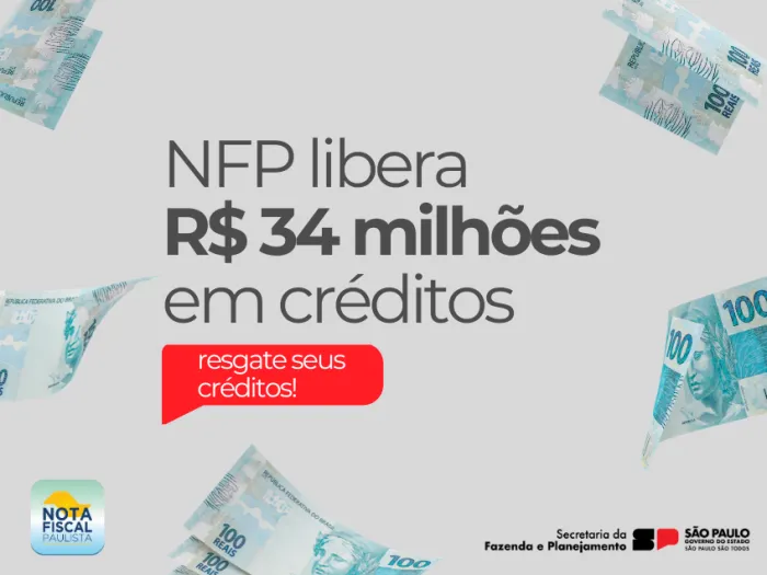 Nota Fiscal Paulista: SP libera mais de R$ 34 milhões em créditos em junho