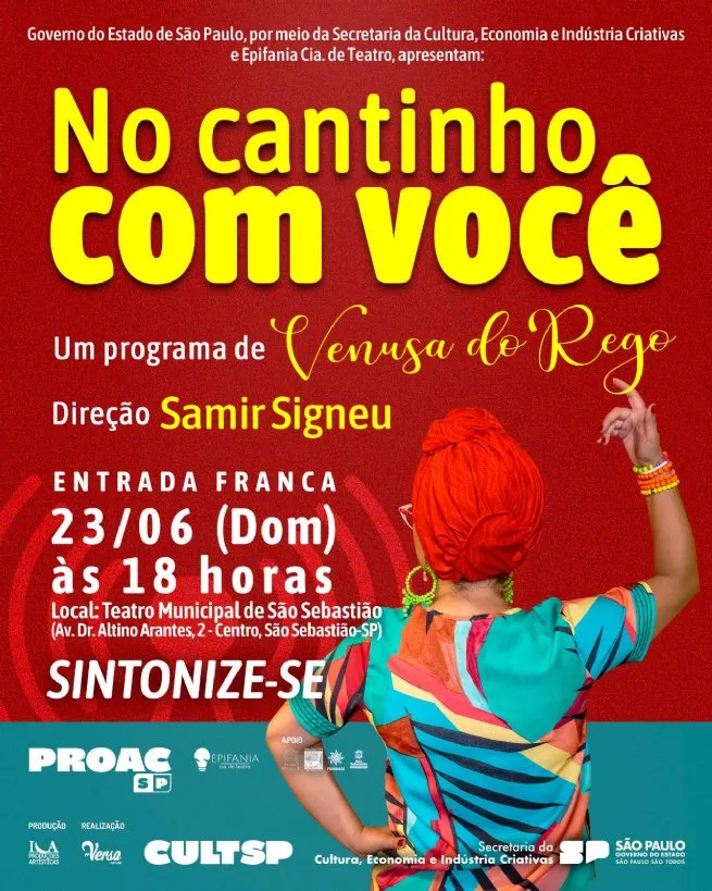 Espetáculo ‘No cantinho com você’ é atração no Teatro Municipal de São Sebastião no próximo domingo