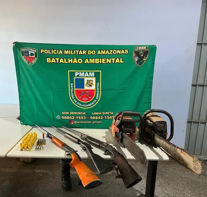 Operação Tamoiotatá 4: PMAM apreende armas, munições e motoserras em Humaitá