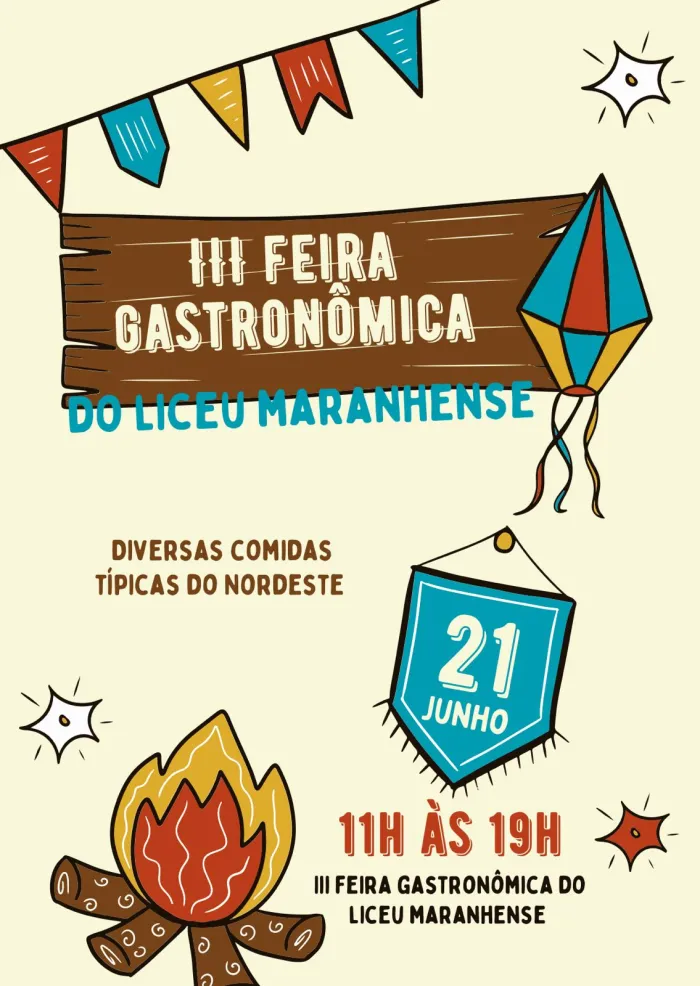 Com temática voltada para as festas juninas, III Feira de Gastronomia do Liceu Maranhense acontecerá amanhã (21) Fonte: Seduc 20/06/2024 Com o intuito de proporcionar prática aos alunos dos cursos de
