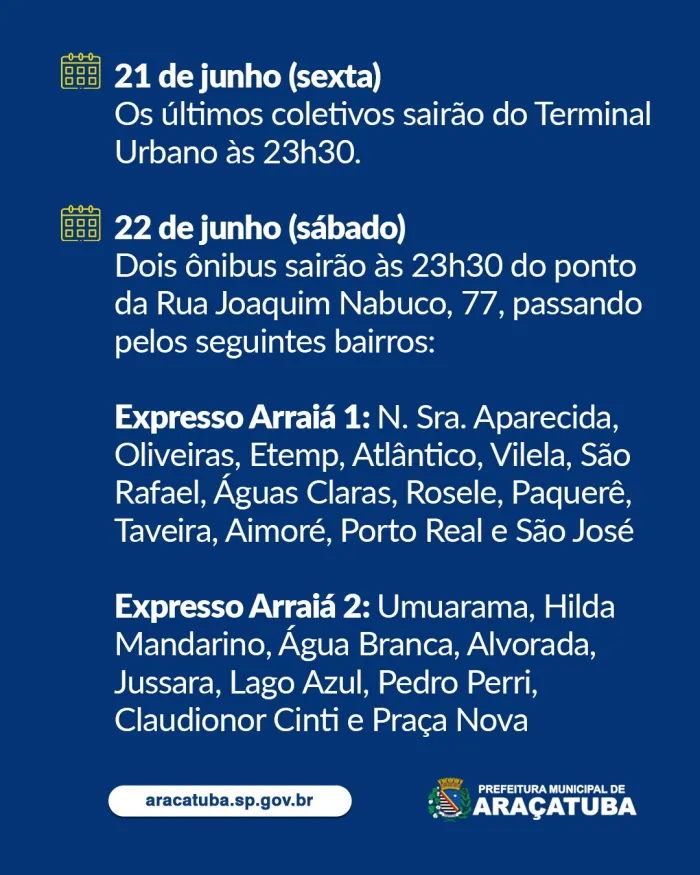 Transporte coletivo ao final do Arraiá