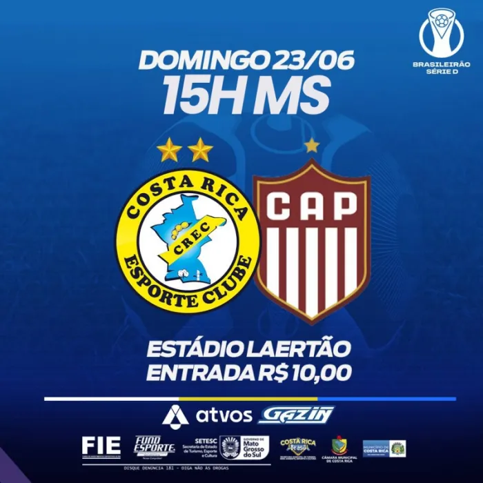 Costa Rica busca vitória contra o Patrocinense no Laertão pela Série D do...