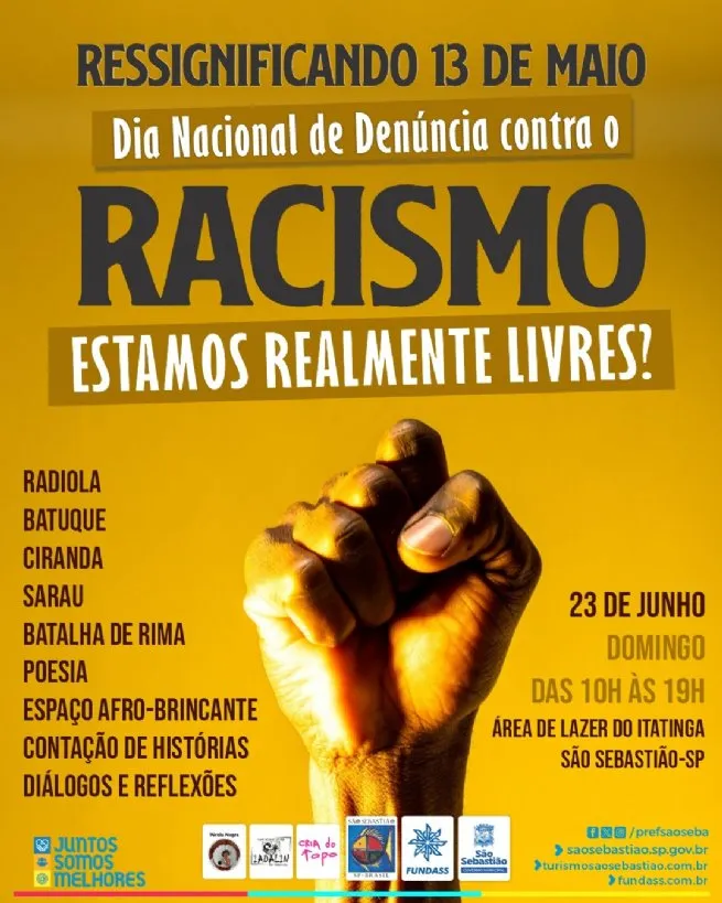 Comunidade Negra Iadalin São Sebastião realiza evento ‘Ressignificando o 13 de maio’ no domingo