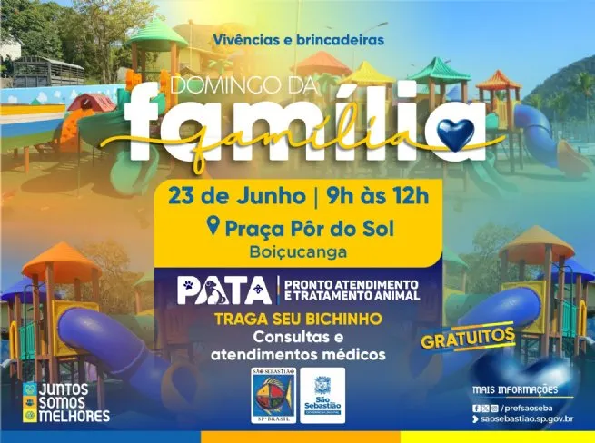 Praça Pôr do Sol recebe ‘Domingo da Família’ com diversas atividades recreativas e serviços do PATA Móvel