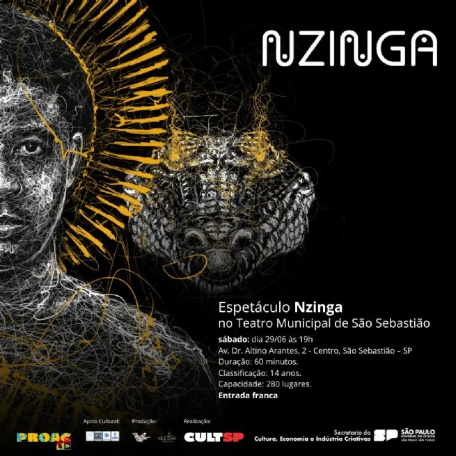 Espetáculo ‘Nzinga’ conta história de rainha angolana no Teatro Municipal de São Sebastião
