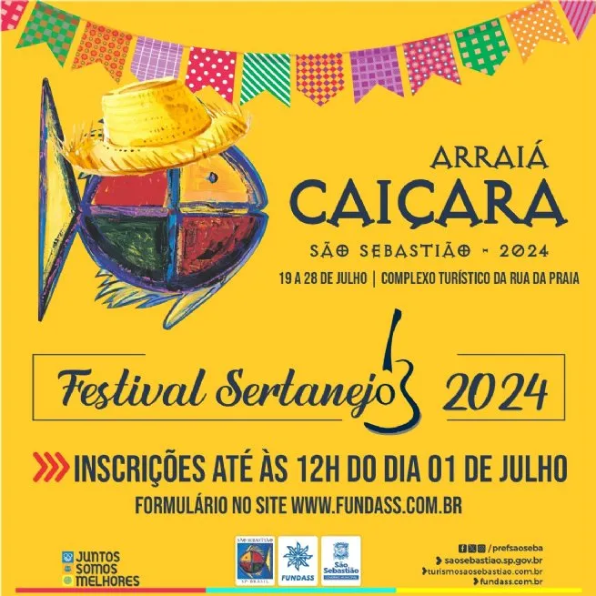 Prefeitura abre inscrições para Festival Sertanejo do Arraiá Caiçara de São Sebastião 2024