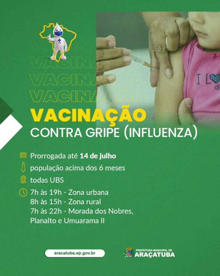 Campanha contra Gripe é prorrogada até 14 de julho