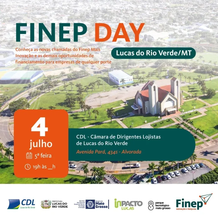 InPacto Lucas realizará o evento Finep Day para empresários do município