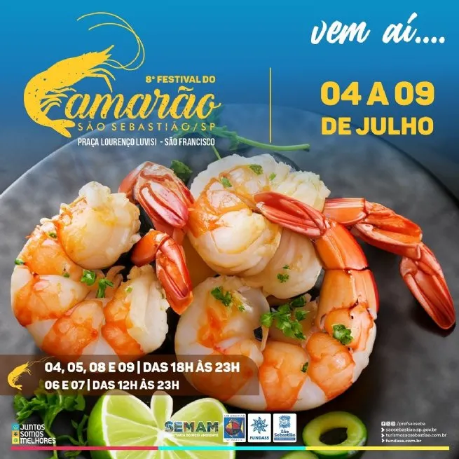 Tradicional Festival do Camarão ocorre de 4 a 9 de julho no bairro São Francisco