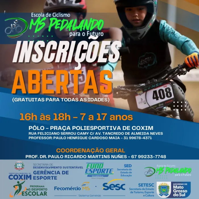 Estão abertas as inscrições para a Escola de Ciclismo MS Pedalando para o Futuro!
