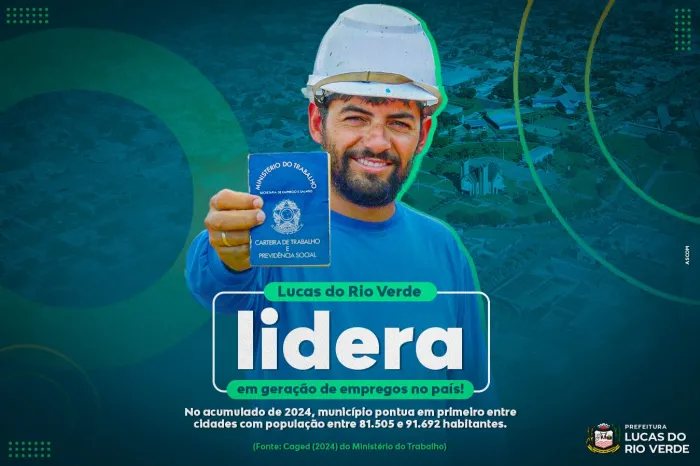 Lucas do Rio Verde lidera geração de empregos no país, aponta Caged