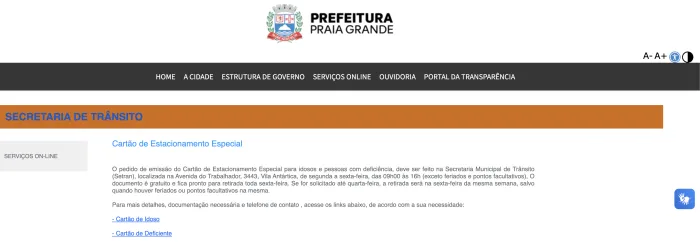 Cartões de estacionamento especial poderão ser emitidos de forma online a partir de 15 de julho