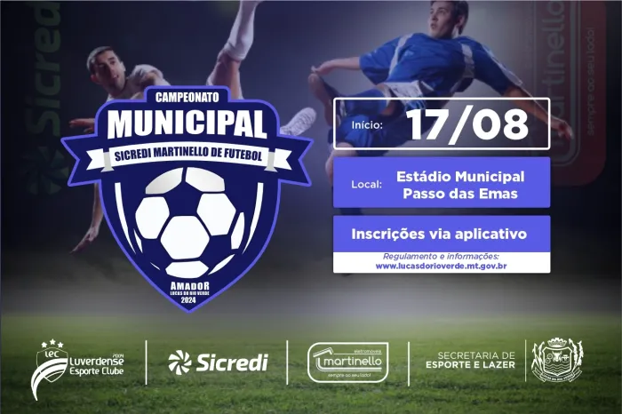 Estão abertas as inscrições para o Campeonato Municipal de Futebol Amador