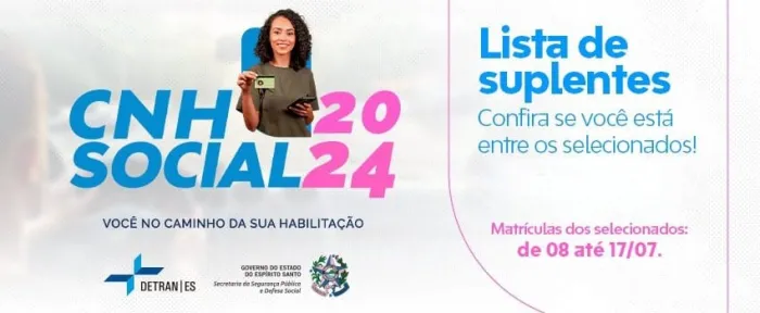 Detran|ES publica lista de suplentes da primeira fase do programa CNH Social 2024