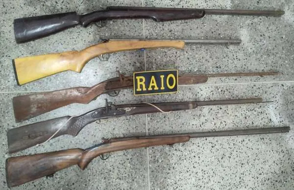 Cinco armas longas são apreendidas pela PMCE na zona rural de Viçosa do Ceará