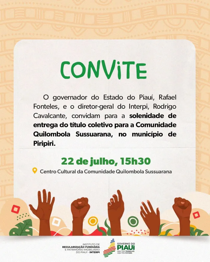 Interpi entrega título de terra a Comunidade Quilombola Sussuarana em Piripiri na segunda (22)