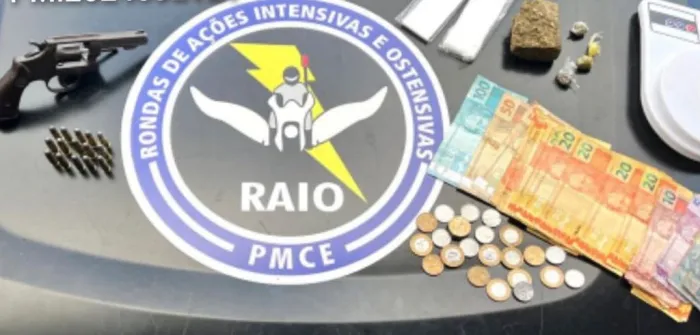 PMCE aprende suspeito com arma de fogo de uso restrito, drogas e munições em Ibiapina