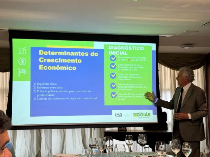 Ronaldo Caiado apresenta na FGV números e dados que apontam os caminhos seguidos para colocar Goiás em destaque no cenário nacional (Fotos: Secom-GO)