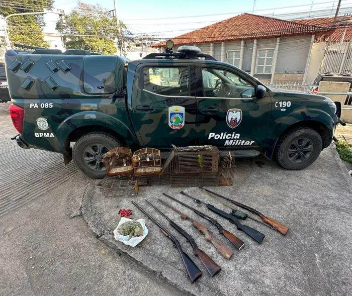 COTAMA apreende seis armas de fogo, animais silvestres e carne de caça abatida