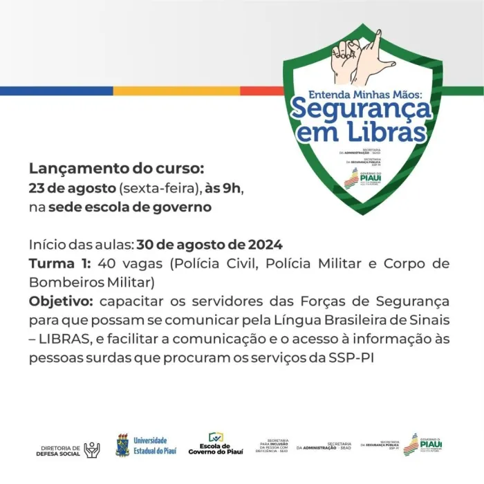 Secretaria da Segurança lança capacitação em Libras para polícias do Piauí 