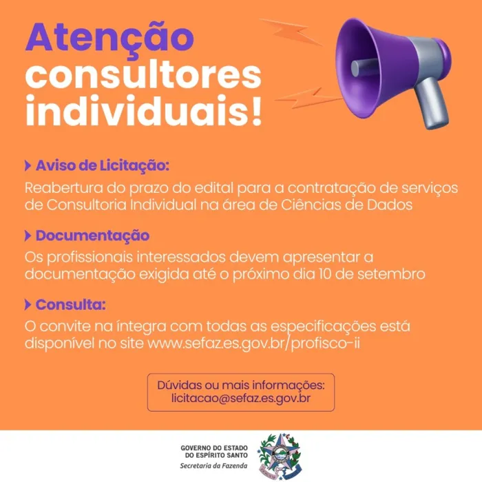 Prazo para contratação de consultor individual na área de Ciência de Dados é prorrogado