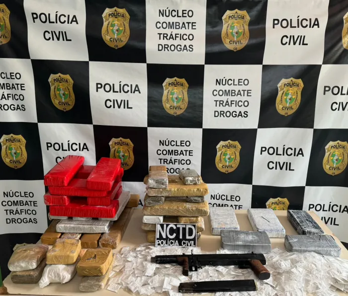 Operação da PCCE resulta em prisão e na apreensão de mais de 37 kg de drogas e uma submetralhadora no Crato