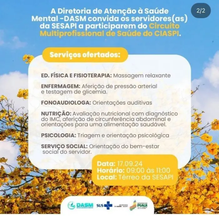 Sesapi promove ação com servidores em alusão ao Setembro Amarelo
