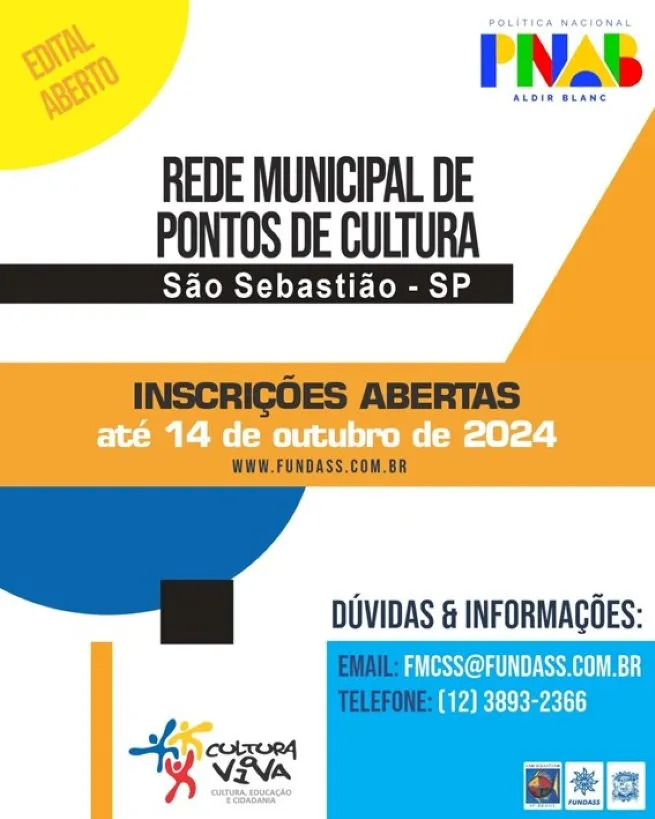 Abertas as inscrições do edital da PNAB direcionado à valorização dos Pontos de Cultura de São Sebastião