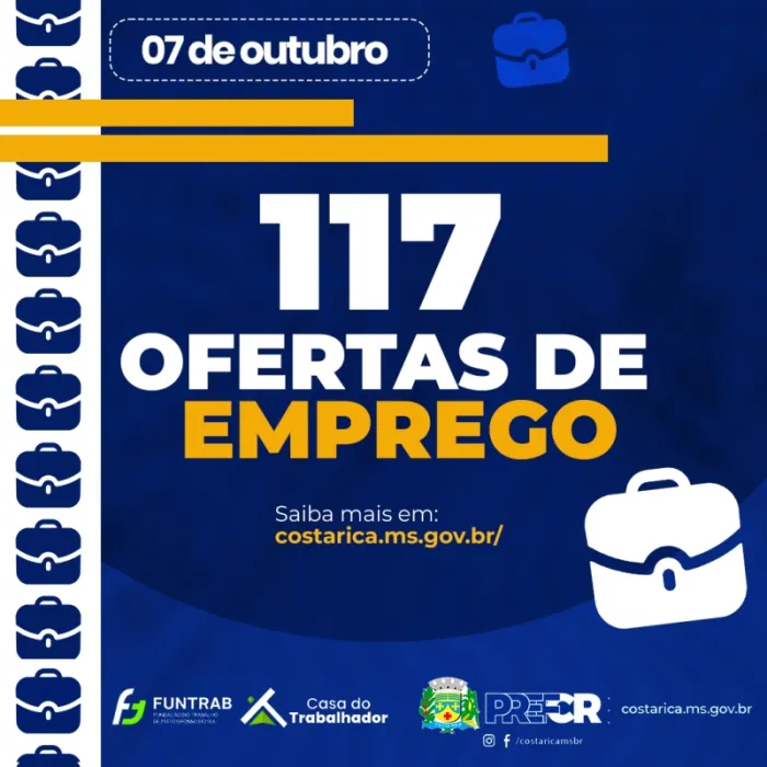 Casa do Trabalhador de Costa Rica abre semana com 95 vagas de emprego