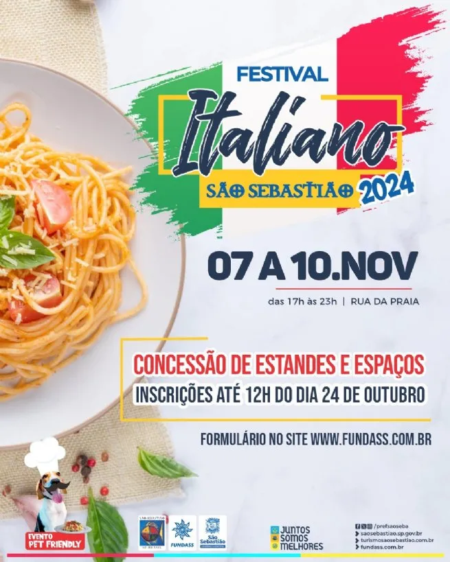 Prefeitura de São Sebastião abre inscrições para concessão de estandes e espaços no Festival Italiano 2024
