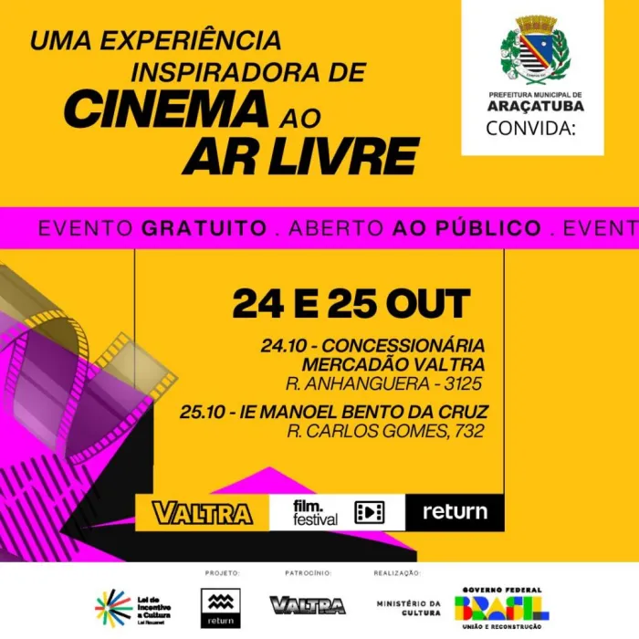 Previsão de chuva altera locais de exibição do Return Film Festival Araçatuba