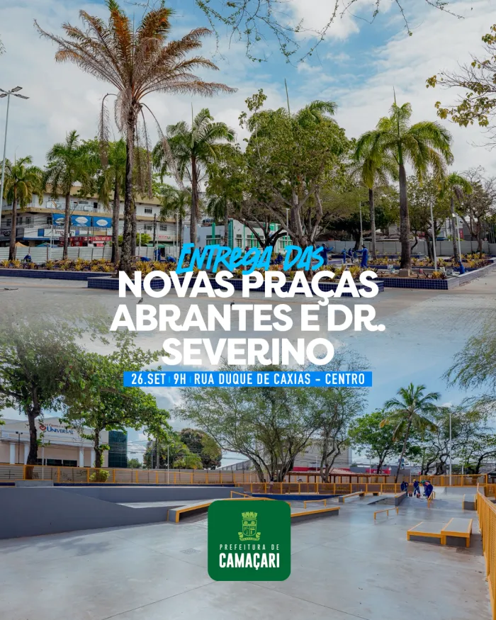Prefeitura entrega requalificação das praças Abrantes e Primeiro de Maio nesta quinta (26)
