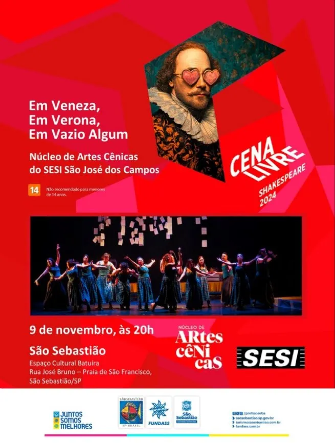 Espetáculo ‘Em Veneza, Em Verona, Em Vazio Algum’ chega a São Sebastião com entrada gratuita