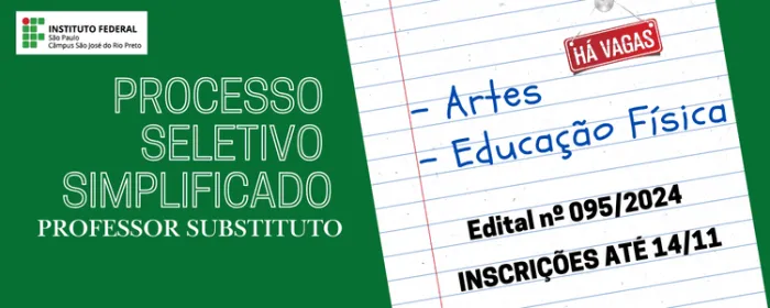 Instituto Federal está com inscrições abertas para Processo Seletivo