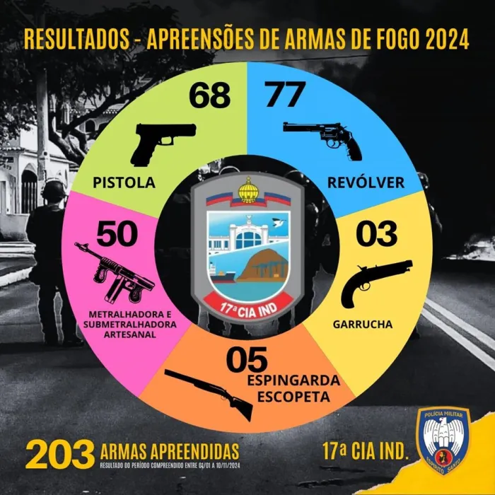 17ª Companhia Independente Apresenta Balanço de Atuação com mais de 200 Armas de Fogo Apreendidas