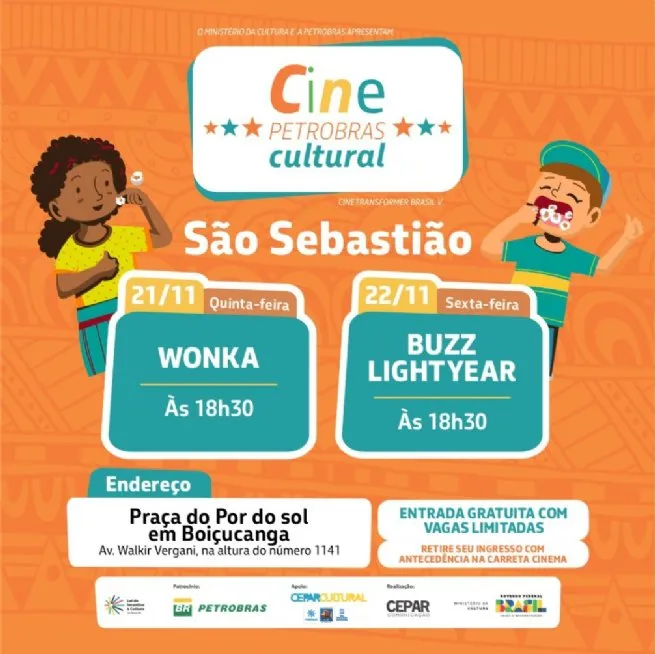 Cine Petrobras chega a São Sebastião nesta quinta-feira com cinema de graça