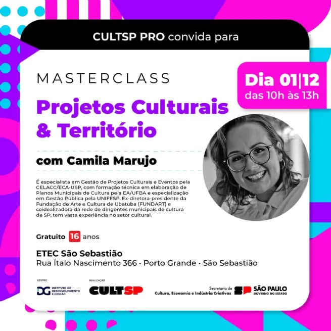 Masterclass ‘Projetos Culturais & Território’ é realizada neste domingo em São Sebastião