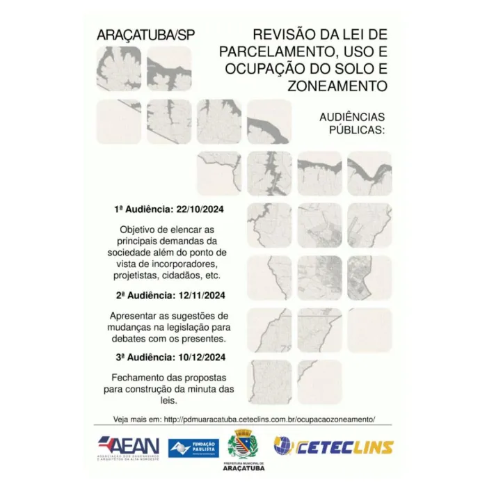 10 de dezembro terá a 3ª audiência pública para revisão da Lei LPUOS e Zoneamento de Araçatuba
