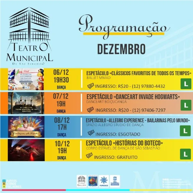 Prefeitura de São Sebastião divulga programação cultural de dezembro no Teatro Municipal