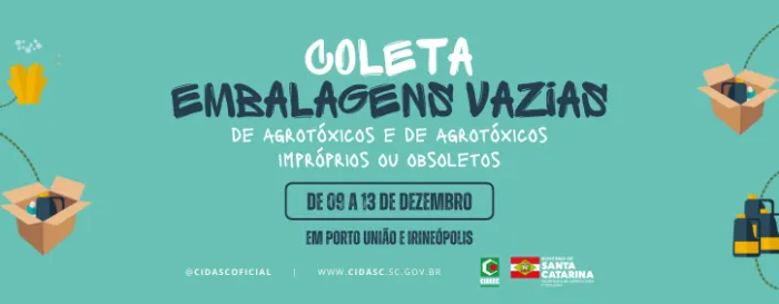 Campanha de coleta recebe embalagens vazias de agrotóxicos em Porto União e Irineópolis