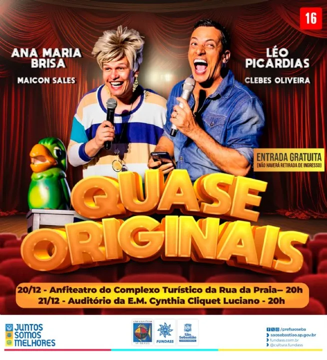 Show de humor ‘Quase Originais’ chega a São Sebastião para duas apresentações