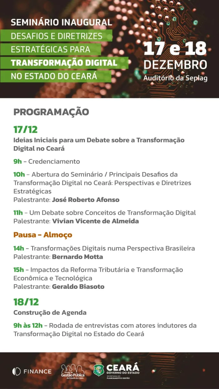 Seminário aborda desafios e diretrizes estratégicas para a transformação digital no Ceará