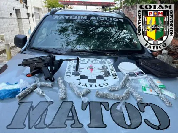 Com apoio da Coin/SSPDS, PMCE apreende submetralhadora e drogas em Caucaia